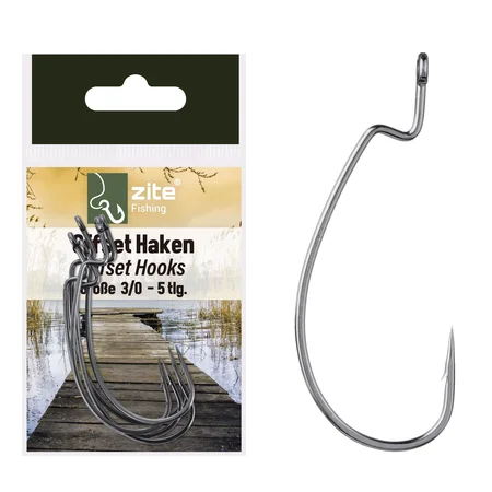 Zite Fishing Offset Haken Angelhaken Raubfisch Größe 3/0 5 Stück