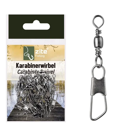 Angelwirbel mit Karabiner Größe 10 7kg 30 Stück Zite Fishing