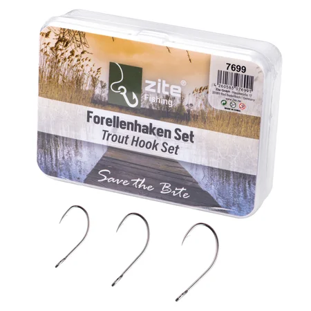 Forellenhaken Spoon Haken Set 30 Stück 3 Größen in Box Zite Fishing