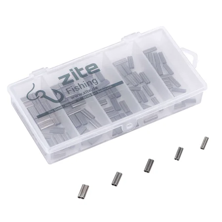 Doppel Klemmhülsen Doppelhülsen Set 100STK 5 Größen in Box Zite Fishing