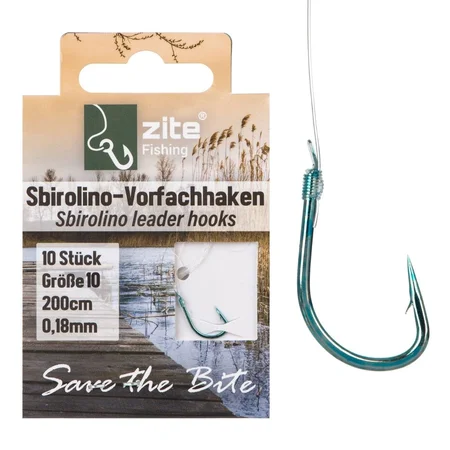 Sbirolino Haken mit Schnur Größe 10 Nylonschnur 200 cm 0,18 mm 10 STK angelfertiges Vorfach Zite Fishing