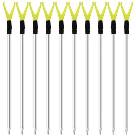Zite Fishing Teleskopischer Rutenhalter 1,35m - 10er Set Aluminium Erdspeer mit Schnurlaufkerbe
