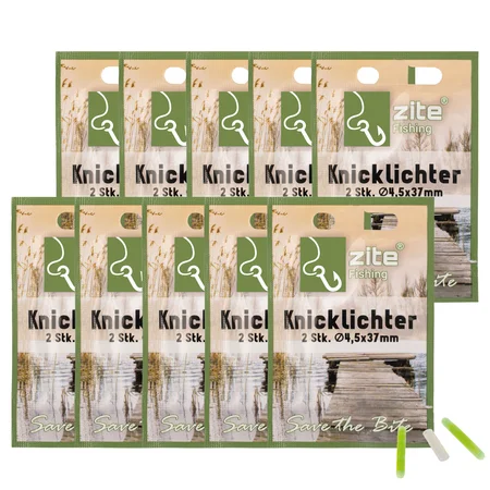 10x Knicklicht 2er Set – 20 Knicklichter Gelb & Grün mit Adapter für Nachtangeln Zite Fishing 