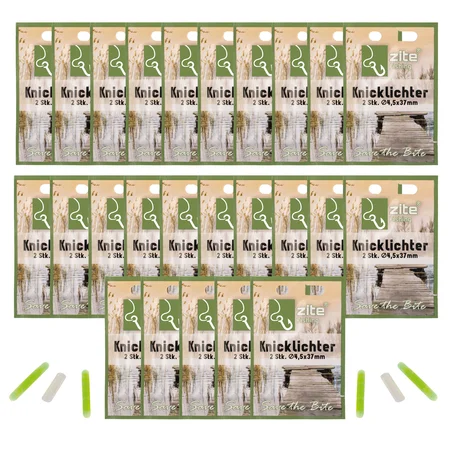 50x Knicklicht Vorratspack – 25 Beutel à 2 Stück Gelb/Grün mit Adapter Zite Fishing 