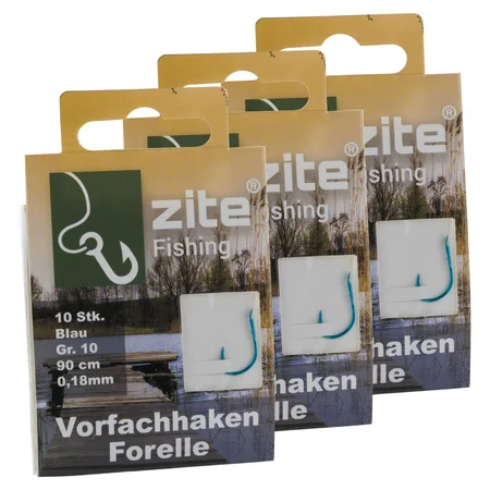 Zite Fishing 30x Haken mit Schnur Forelle Gr. 10 Vorfachhaken gebunden mit monofiler Schnur