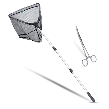 Angelkescher Gummiert 210cm 3-Teilig als Unterfangkescher + Hakenlöserzange Zite Fishing