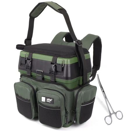 Zite Fishing Multi Angel-Koffer-Rucksack u. Sitz-Kiepe in 1 + Hakenlöser Zange Gebogen 18cm