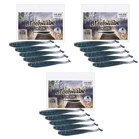 Zite Fishing Inzite Shad Gummifisch Black Vibe 15 Stück Set