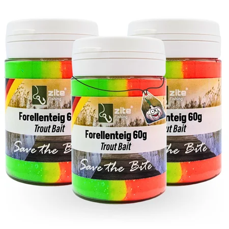 Zite Fishing Forellenpaste Set Knoblauch Regenbogen Rot 60 g 3 Stück Trout Bait Teigköder schwimmend