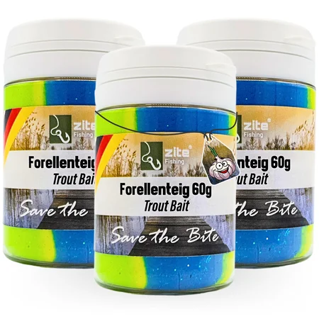 Zite Fishing Forellenpaste Set Knoblauch Regenbogen Grün 60 g 3 Stück Trout Bait Teigköder schwimmend