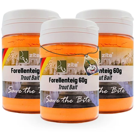 Zite Fishing Forellenpaste Set Knoblauch Orange 60 g 3 Stück Trout Bait Teigköder schwimmend