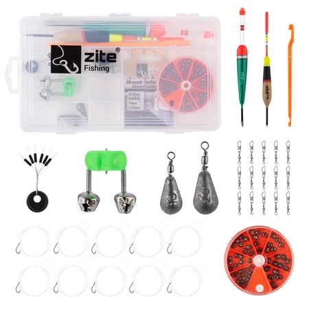 Basis Angelzubehör-Set mit Vorfachhaken, Posen, Schnurstopper & mehr