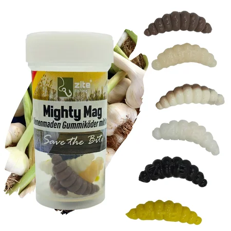 Mighty Mag Natur Mix Knoblauch 2,8 cm Bienenmaden Forellenköder 12 Stück