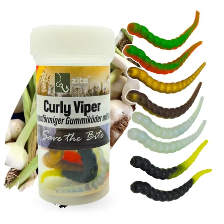 Curly Viper Allround Mix Knoblauch 6,5 cm Rotationsköder Forelle 8 Stück