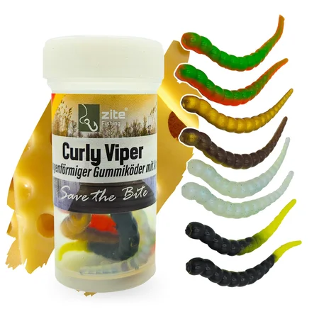 Curly Viper Allround Mix Käse Gummiköder Forelle mit Aroma 6,5 cm 8 Stück