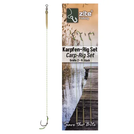 Zite Fishing Karpfen-Rigs Größe 2 Vorfach Set Gebunden 4 Stück 
