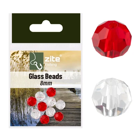 Glasperlen Set 8mm für Carolina & Texas Rigs Barsch Zander Angeln Rot Klar