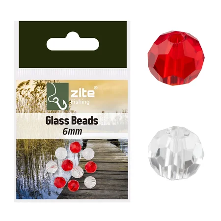 Glass Beads Glasperlen Set 6mm Rot & Transparent Carolina & Texas Rig Zite Fishing