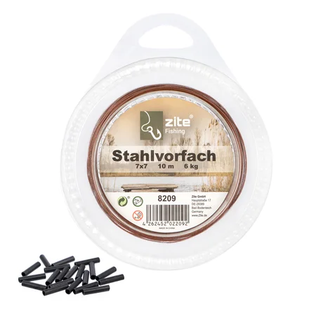 Stahlvorfach braun 10m auf Rolle 6 kg inkl. Klemmhülsen Zite Fishing