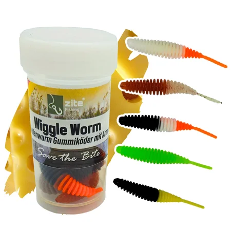 Wiggle Worm Allround Gummiwurm Forelle Mix Käse Aroma 5,5 cm 10 Stück