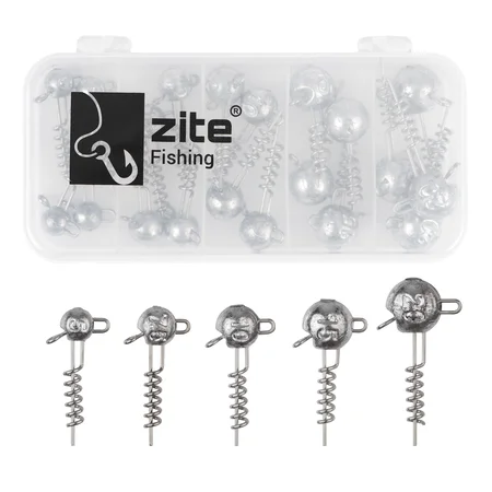 Zite Fishing Screw-In-Jigs Set 5-20g Blei 25 STK in Box Gummiköder Angeln Raubfisch