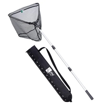 Kescher Gummiert 2,10m – 3-Teilig Teleskop mit gummiertem Netz & Maßband-Tasche Zite Fishing 