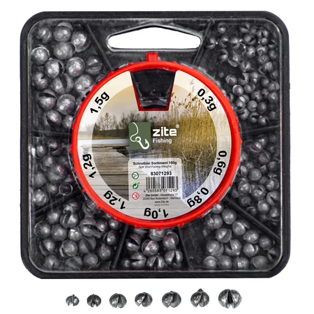 Zite Fishing Schrotblei Dose - Bleischrot Angelblei 120g Sortiert