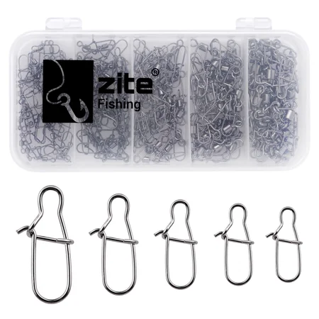 Zite Fishing Karabiner Snaps Einhänger Sortiment für Spoons 150 Stück