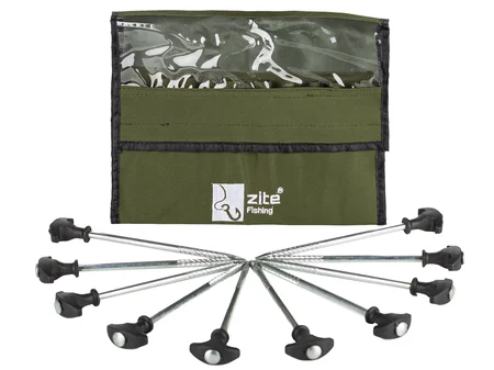 Zite Fishing T-Pegs Zeltheringe Set mit Tasche 10 Stück