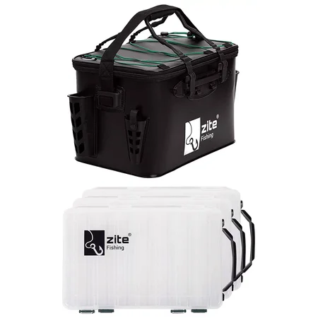 EVA Angeltasche Wasserdicht + Tackleboxen Medium als Bootstaschen Set Zite Fishing