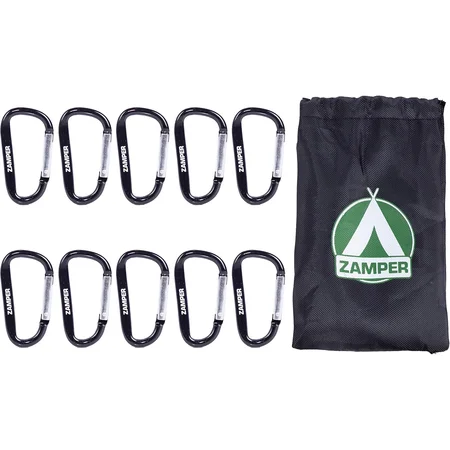 Zamper Aluminium-Karabinerhaken mit Tasche 10 Stück