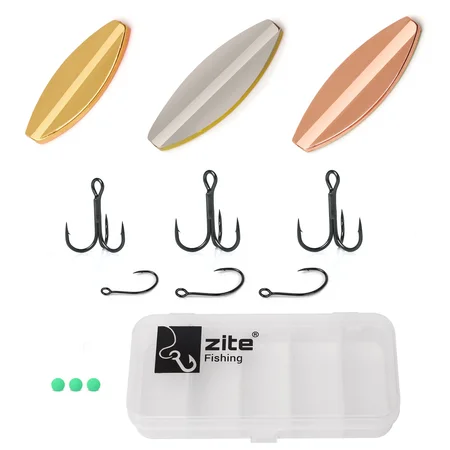 Inline Spoon Forellen Durchlaufblinker Set Metallic 2-3,5g Zite Fishing