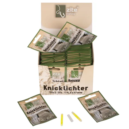 100x Knicklichter Set – 50 Tüten à 2 Stück inkl. Adapter – Gelb & Grün – Nachtangeln Zite Fishing 