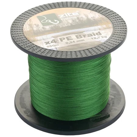 Angelschnur Geflochten PE 4x Grün 550m Spule 0,24mm Zite Fishing