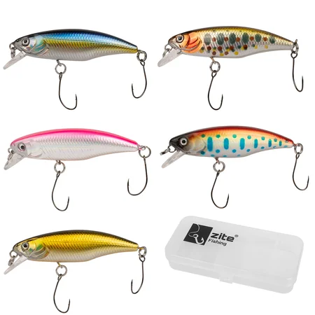 Forellenwobbler Set 5,2cm 4,5g Langsam Sinkend 5 STK in Köderbox Zite Fishing 