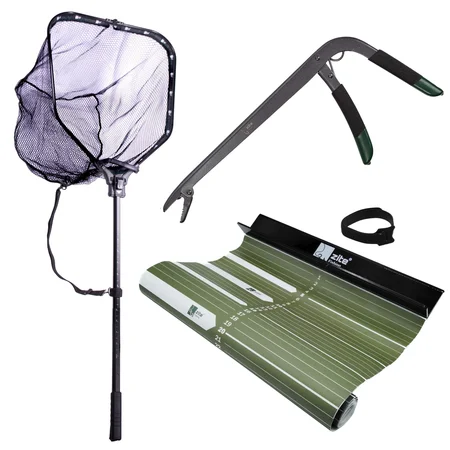 Zite Fishing Raubfisch Abhak Set mit Kescher, Zange und Maßband