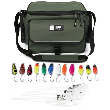 Angeltasche mit Forellen Spoons und Sbirolinos Halbsinkend Zite Fishing