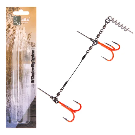 Zite Fishing Hecht Shallow-Rig-System UV Aktiv L 13cm - Gummifisch-System ideal für Hechtköder 21 - 26 cm