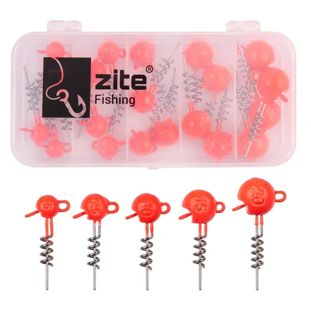 Zite Fishing Screw-In-Jigs Set 5-20g UV Aktiv Blei 25 STK in Box Gummiköder Angeln Raubfisch