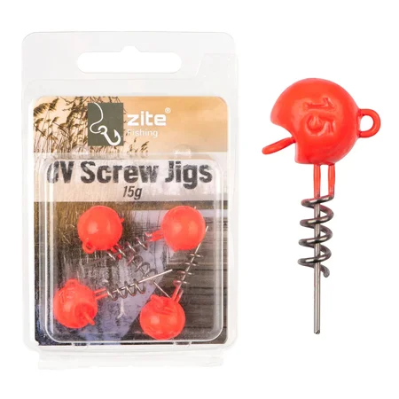UV Screw Jigs 15g Jigköpfe Blei Gummiköder Angeln Raubfisch 5STK