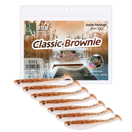 Inzite Pershad Classic Brownie 8 cm 7 STK Gummiköder Barsch