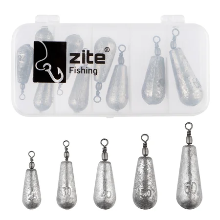 Zite Fishing Tropfenblei Set 25-60g 14 STK Birnenblei Sortiment Angelgewichte Grundangeln