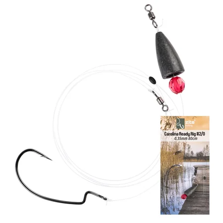 Zite Fishing Carolina Ready Rig #2/0 Offset Haken mit 14g Bullet-Blei 80cm fertige Raubfisch-Montage