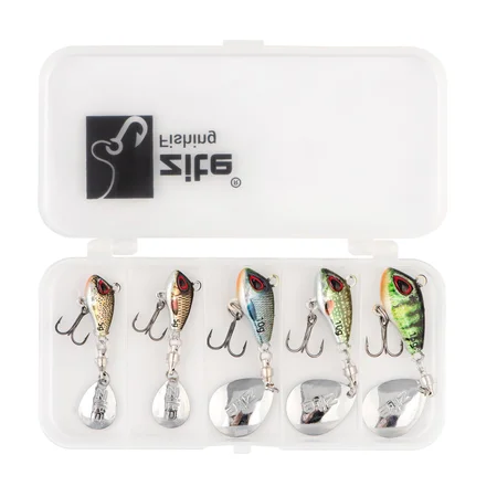Spin Jigs Sortiment 5-15g 3D Natur Jigspinner Barsch Zander Köder mit Köderbox