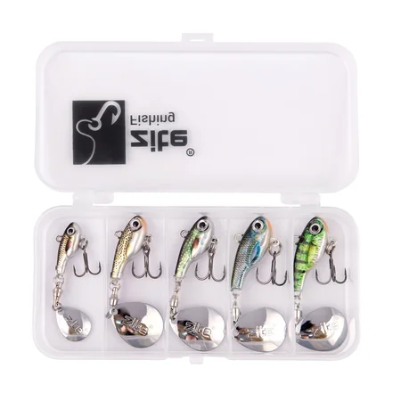 Zite Fishing Jigspinner Set 5-15g 3D Natur Design Spin Jigs Köder 5 Stück mit Köderbox