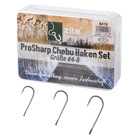Zite Fishing ProSharp Chebu Haken Set #4-8 30 tlg. Teflon-Haken mit Baitholder für Cheburashka-Rig Forelle & Barsch 
