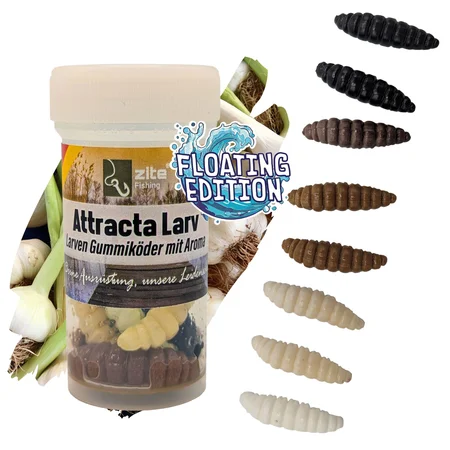 Attracta Larv Forellenköder Natur Mix Knoblauch Aroma Floating Edition 3,5 cm 8 St. Gummiköder