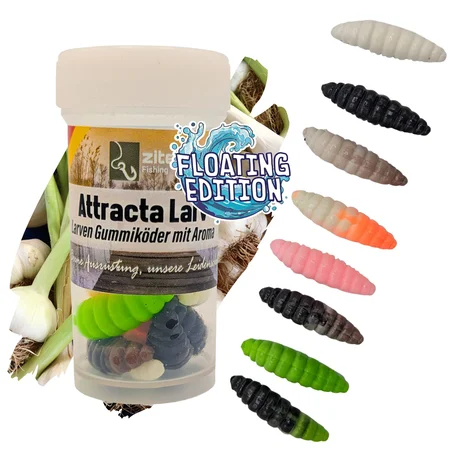 Attracta Larv Forellenköder Allround Mix Knoblauch Aroma Floating Edition 3,5 cm 8 St. Gummiköder