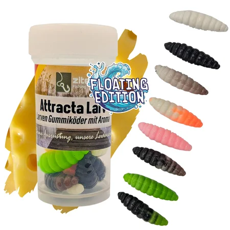 Attracta Larv Allround Mix Käse Aroma Floating 3,5cm 8STK Forellen Gummiköder Larve