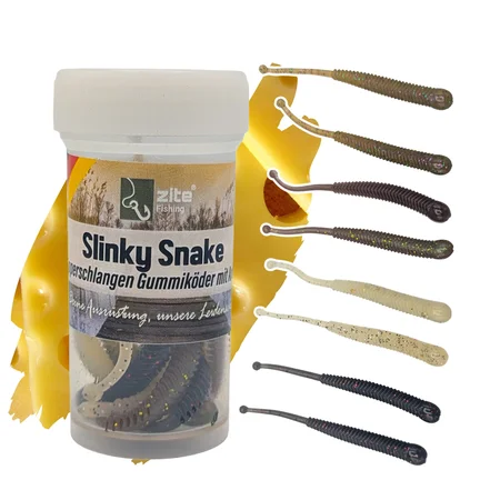 Zite Fishing Slinky Snake Natur Mix Käse 8 cm 8 St. Schlangenförmig Gummi